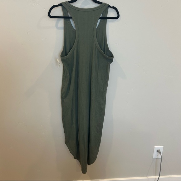 Women’s Aerie Ribbed Racer Back Tank Midi Dress, Olive, Large - Picture 4 of 5